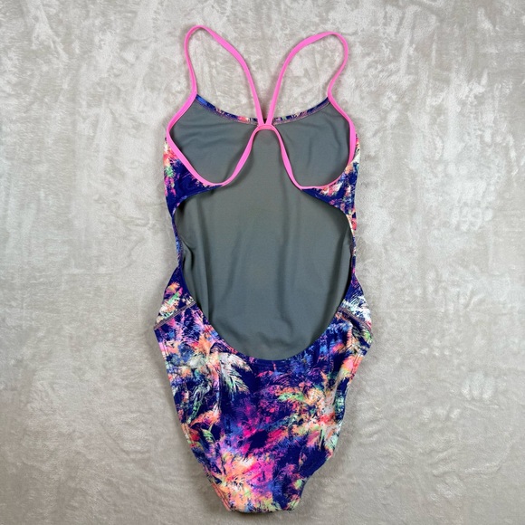 TYR One Piece Swimsuit Multicolor Tropical Print Pink Straps XL fits M/L - Picture 2 of 8